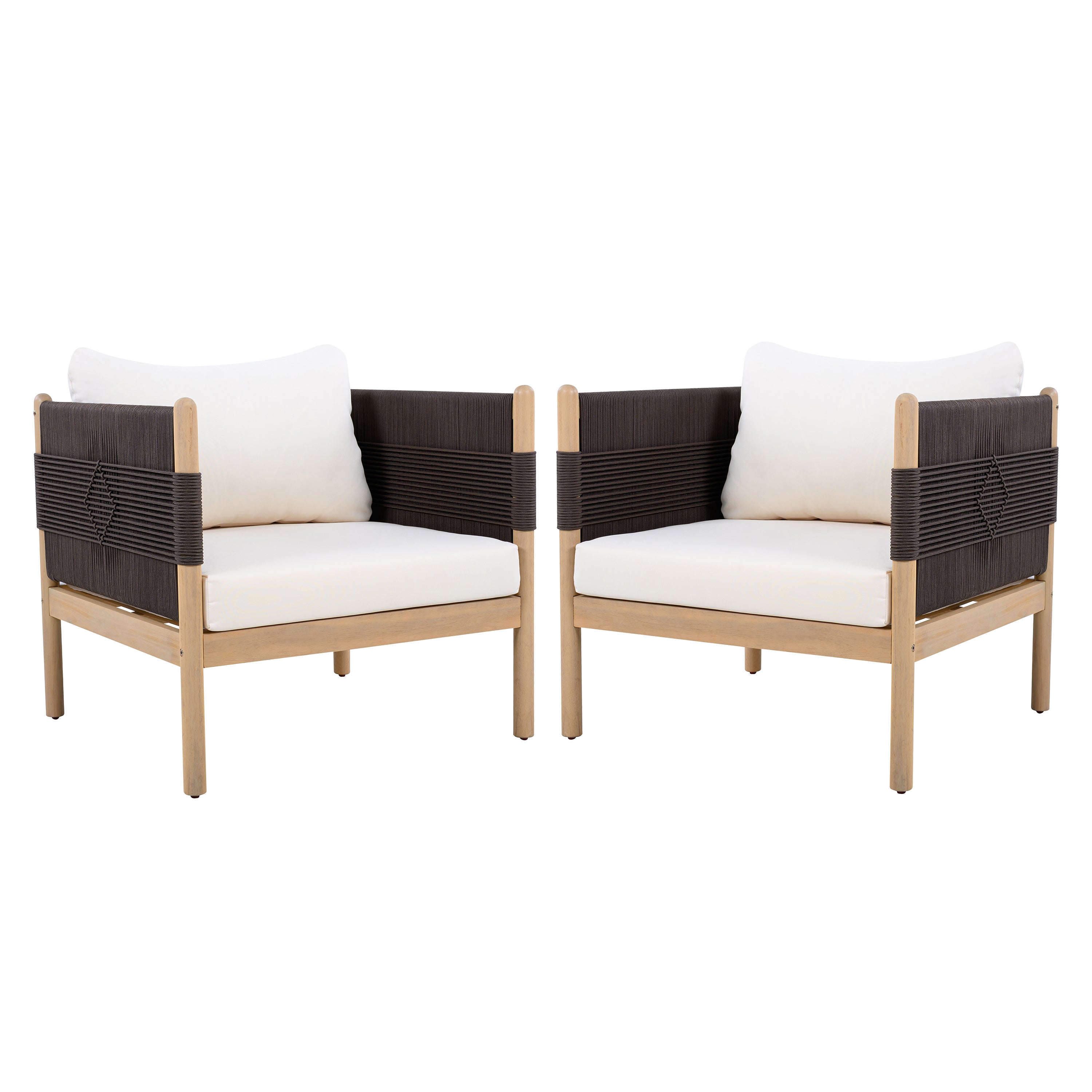 Outdoor Acacia Club Chairs (Set of 2) with Diamond-Pattern