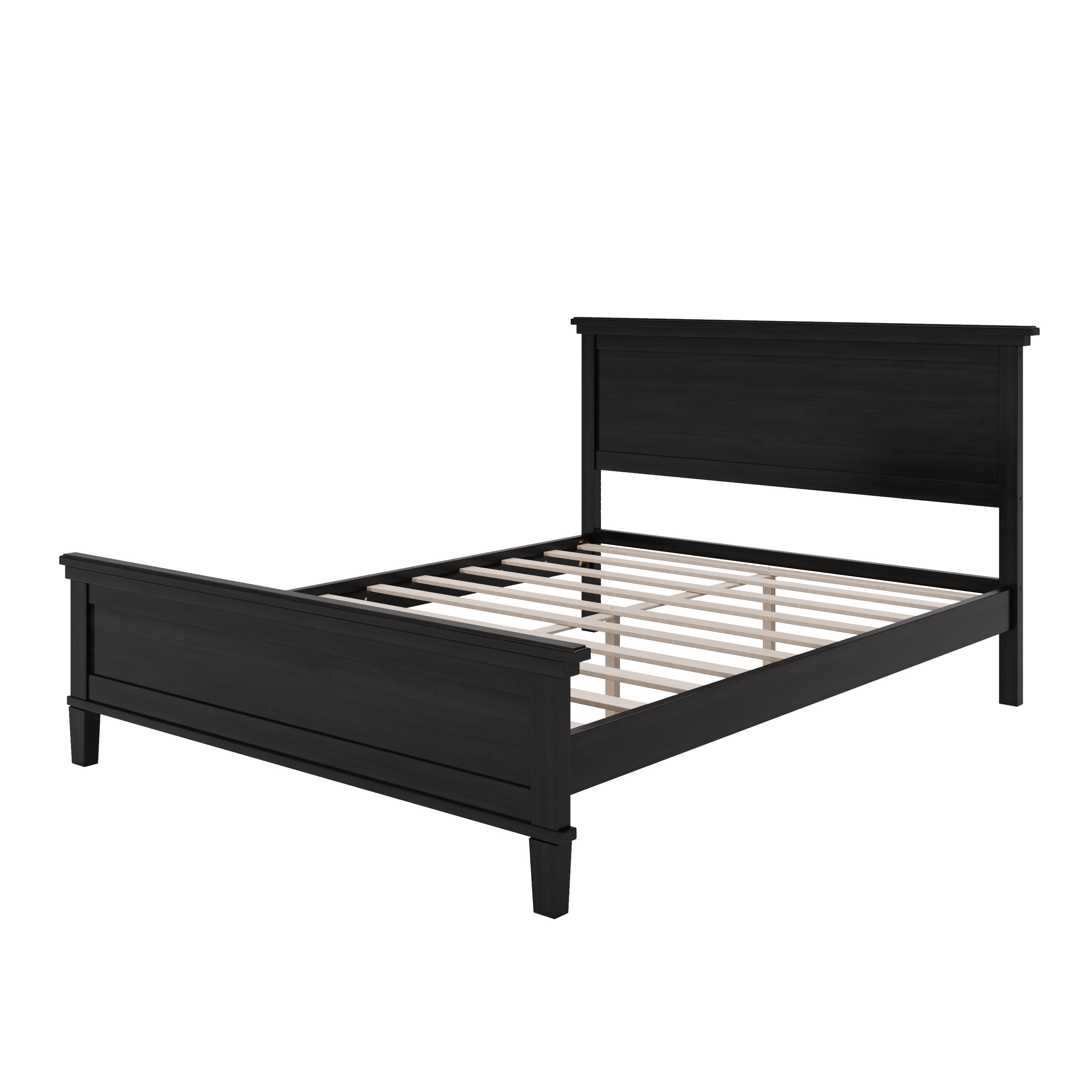 Mid-Century Modern Wood Platform Bed - Queen Size