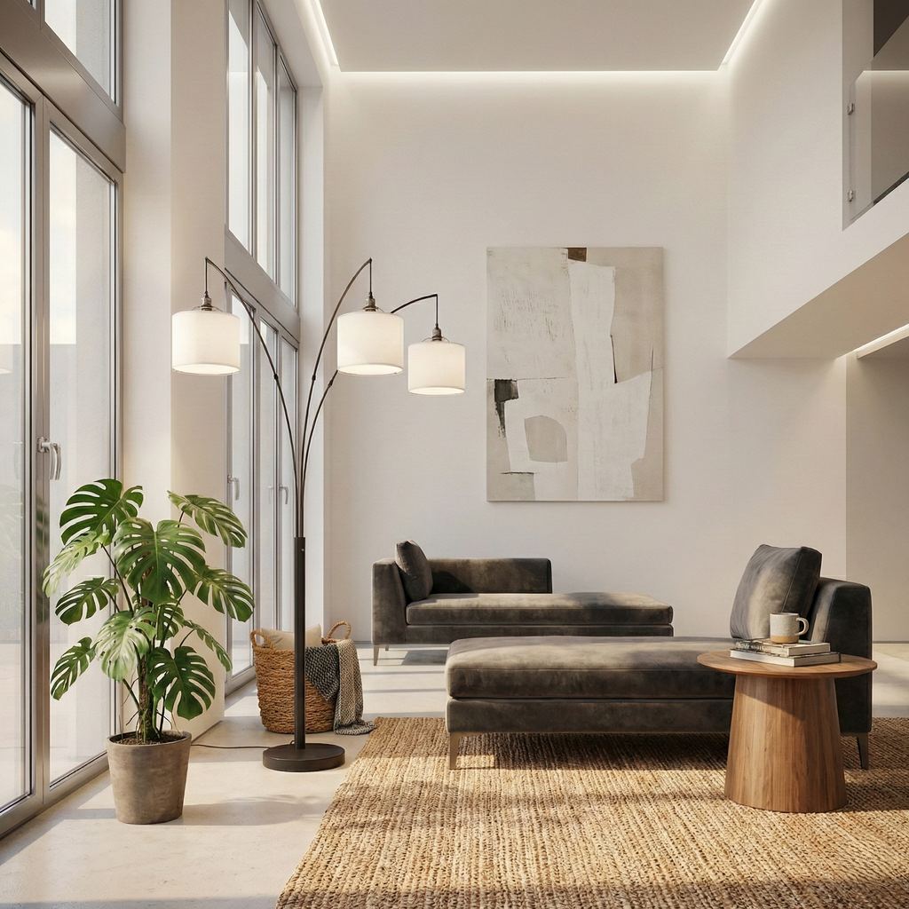 Royal 3-Arm Metal Arc Floor Lamp