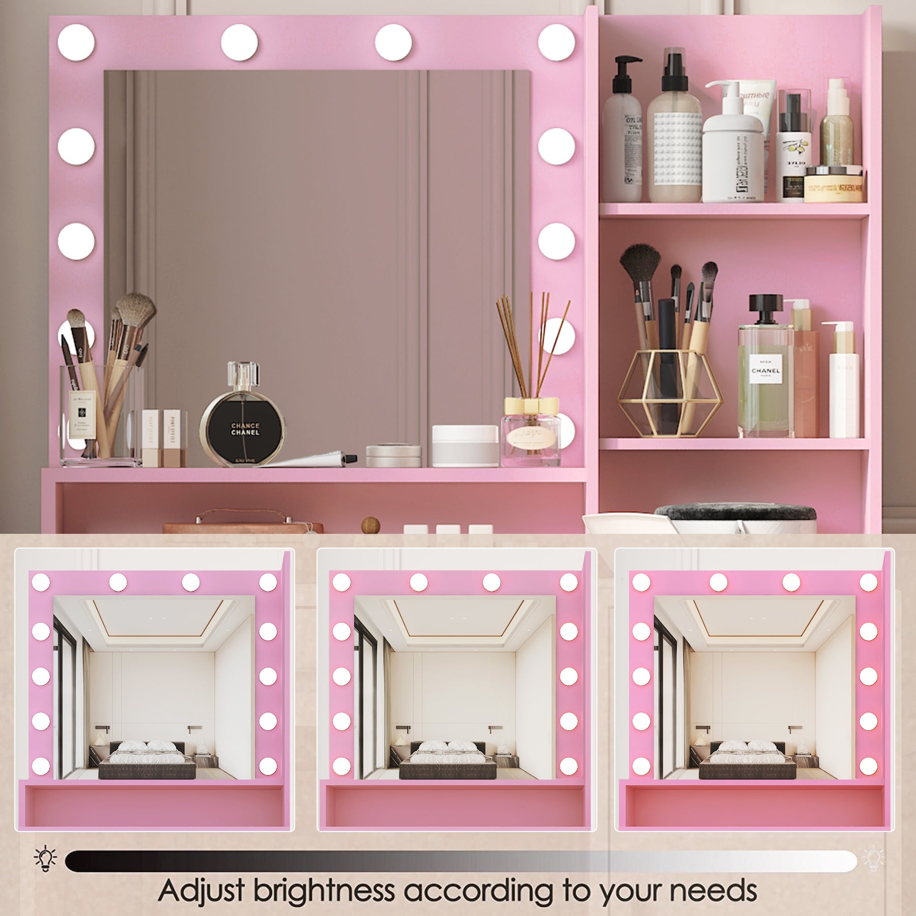 Vanity Desk with Mirror & Light