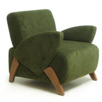 Velvet Fabric Lounge Chair with Birch Legs