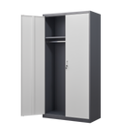 Gray Steel Lockable Large Capacity Wardrobe with Hanging Rod & Shelves