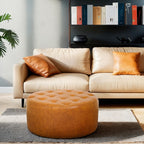 Seletar Tan Leather Ottoman