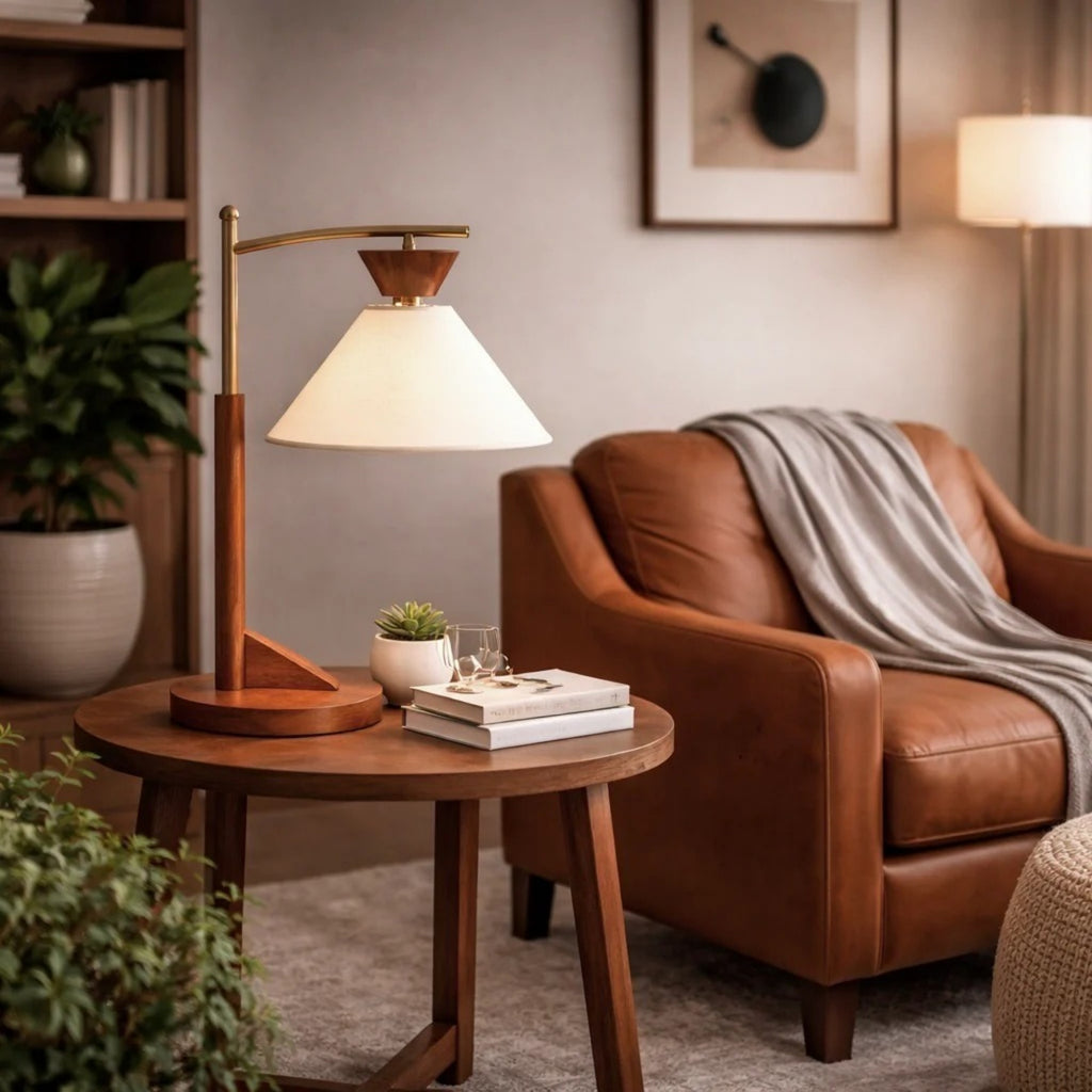 Wooden Bedside Table Lamp