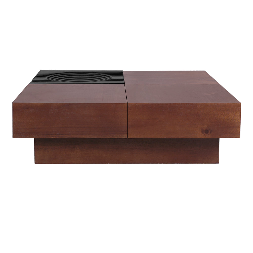 Italian Retro - Inspired Acacia Wood Storage Coffee Table
