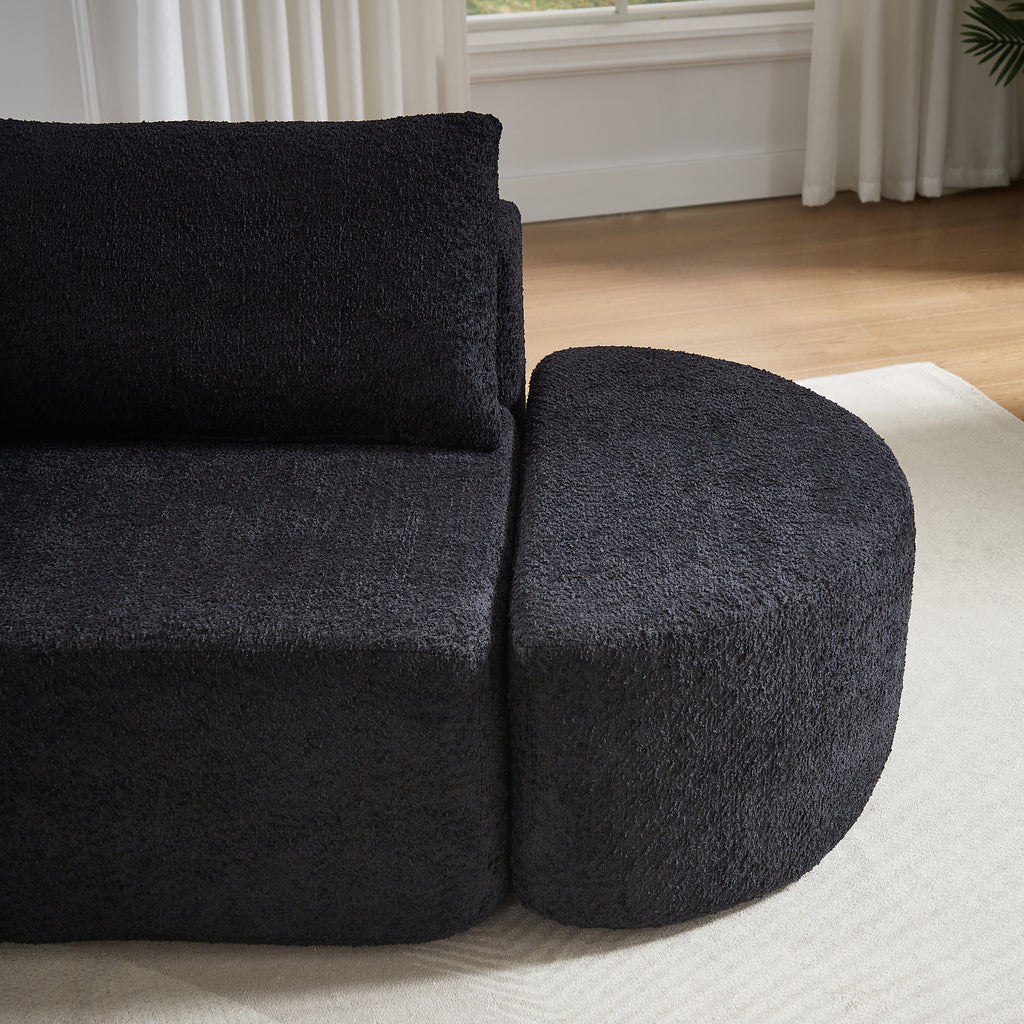106.3-Inch V-Shaped Modular Sofa Set in Chenille Fabric