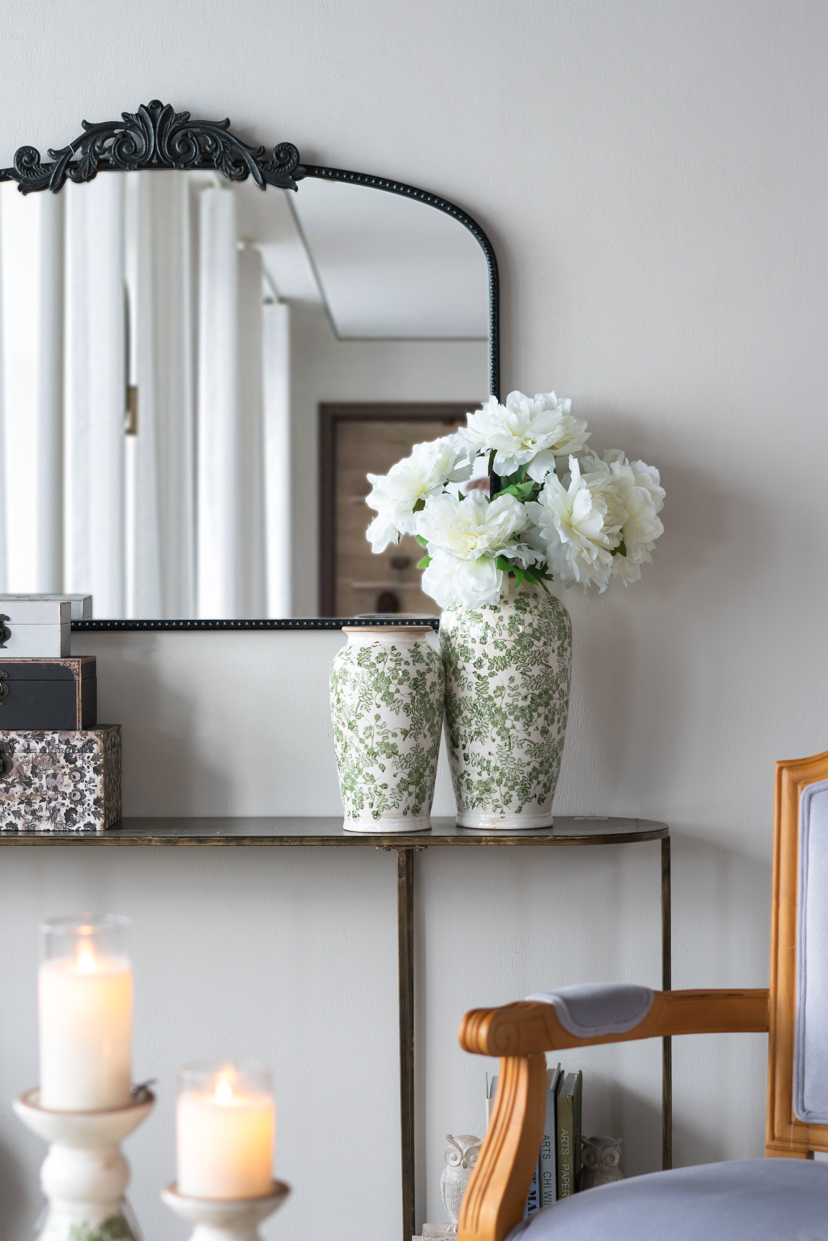 Ceramic Accent Vase with Floral Patterns