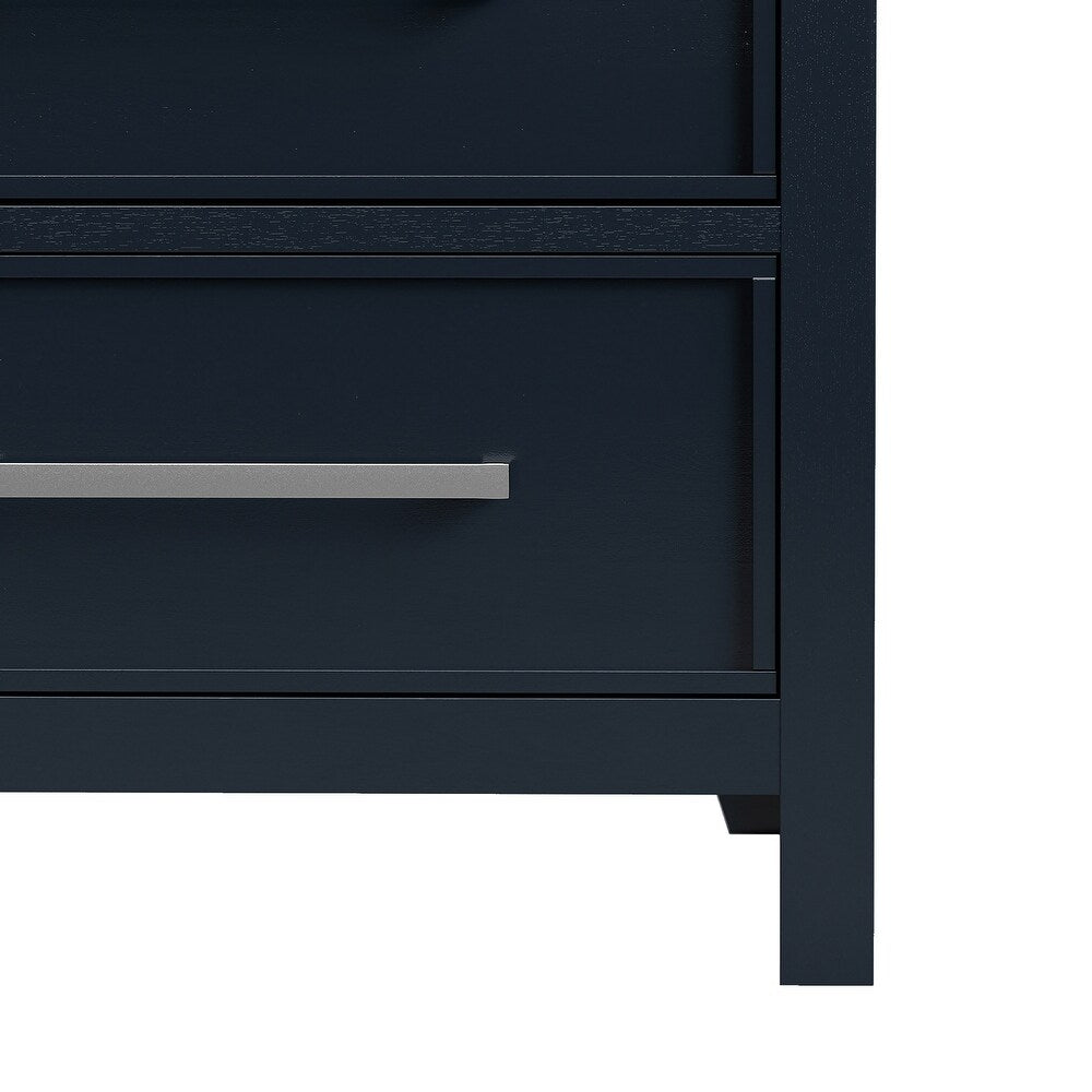 Modern Farmhouse Style 1pc Nightstand Two Tone Design English Dovetail Drawers Nickel Handles Recessed Panel