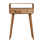 Solid Wood Mini Curved Oak-ish Console Table
