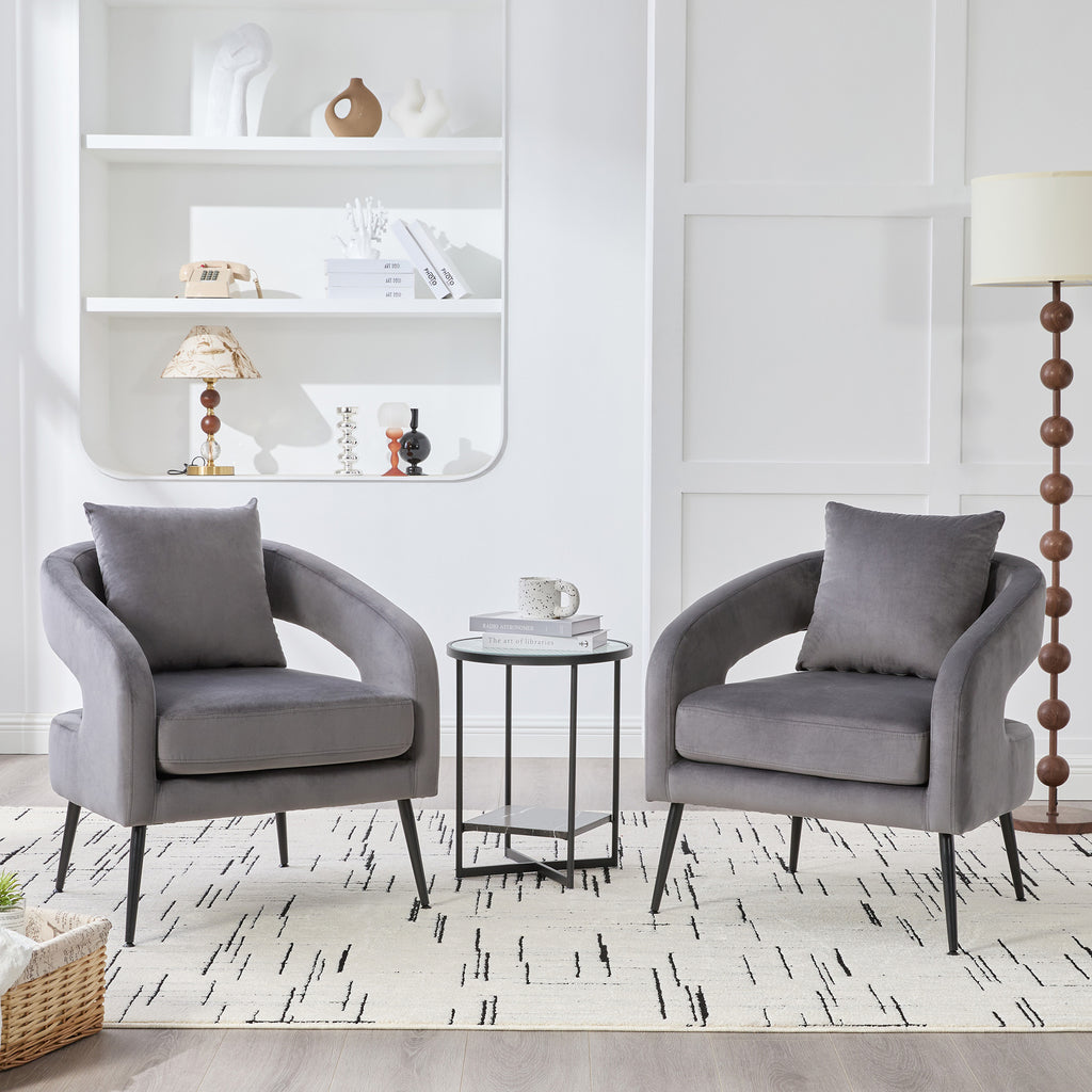 Modern Upholstered Velvet Open Back Accent Chair