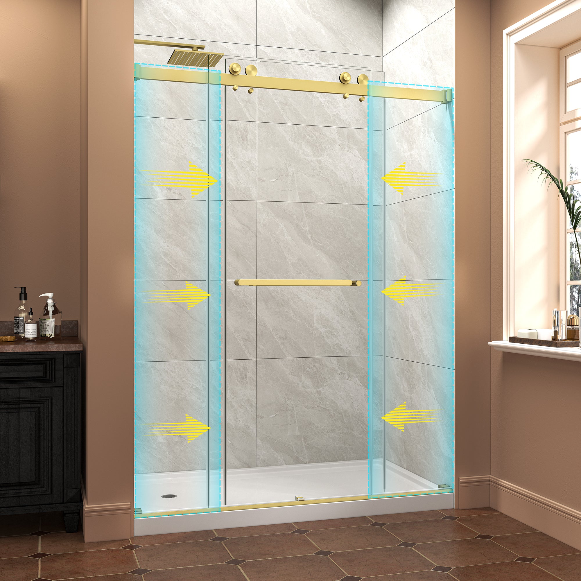 Frameless Shower Door 55"-60" W x 76" H