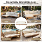 TOPMAX Outdoor Large 96.3" W Daybed Acacia Wood 6-Piece Patio Sofa Set