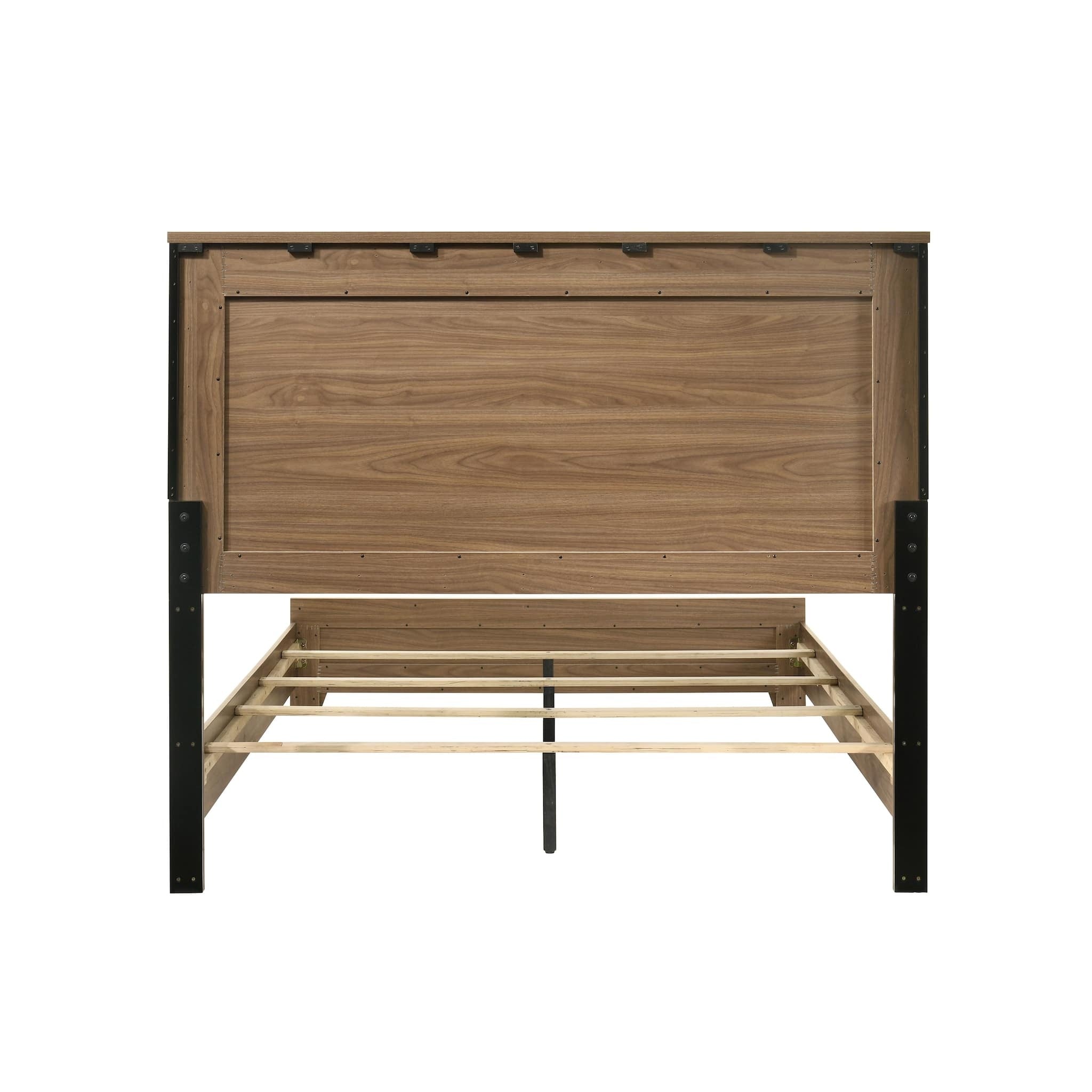 Walnut Chestnut 3pc Twin Size Bedroom Set with Nightstands