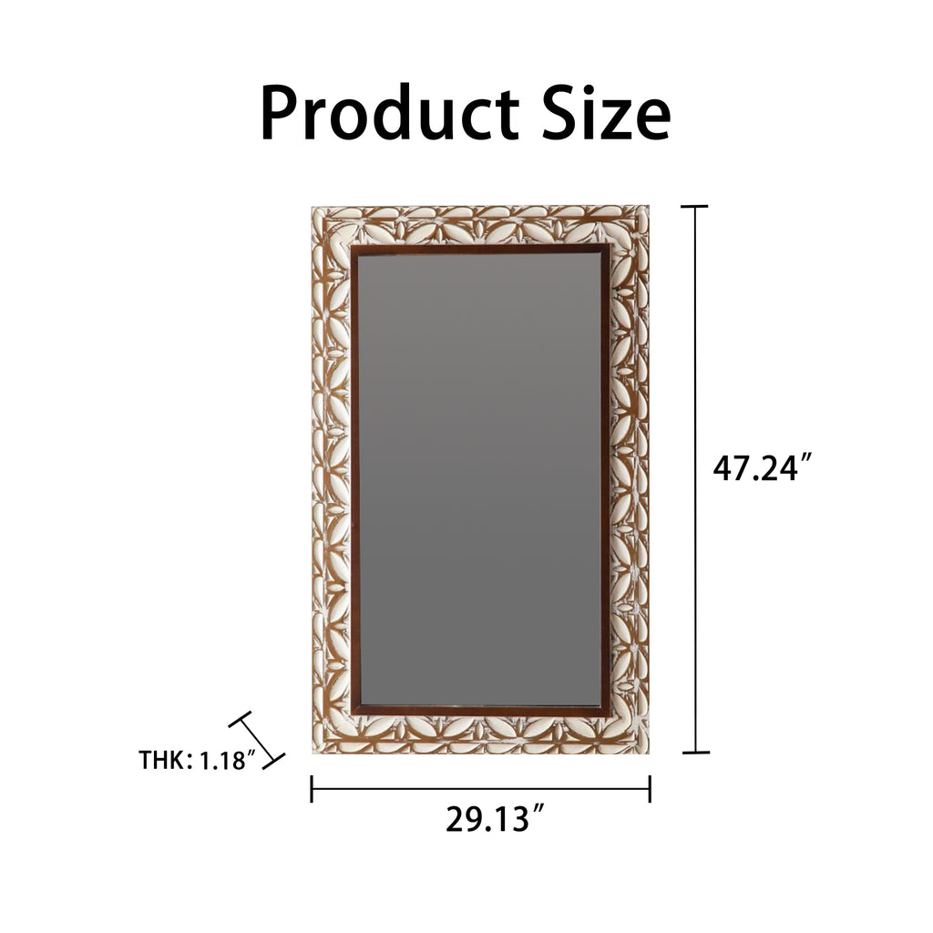 29.13"×47.24" Rectangular Carved Leaf Wall Mirror