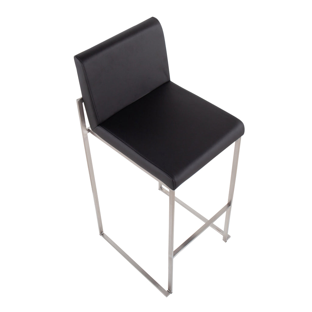 Contemporary High Back Barstool in Stainless Steel