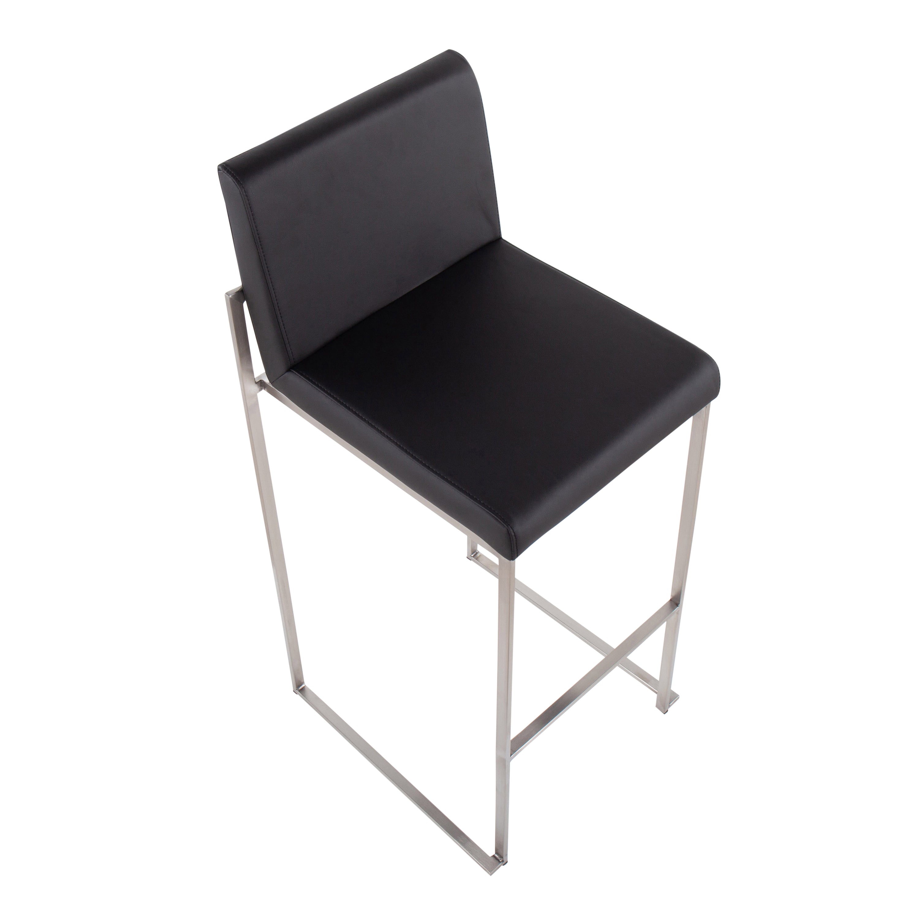 Contemporary High Back Barstool in Stainless Steel