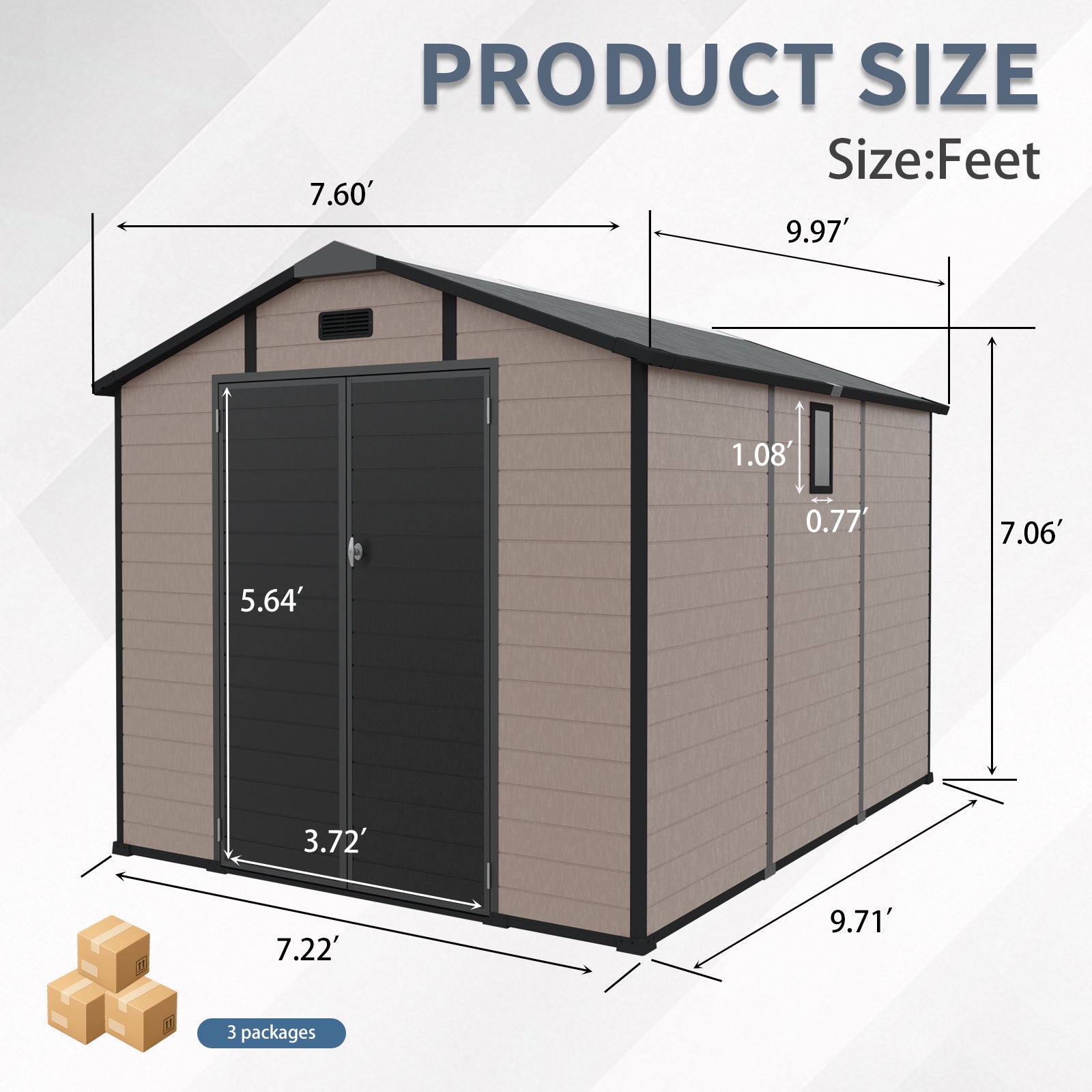 8x10 FT Plastic Outdoor Storage Shed - Lockable Resin Tool Shed