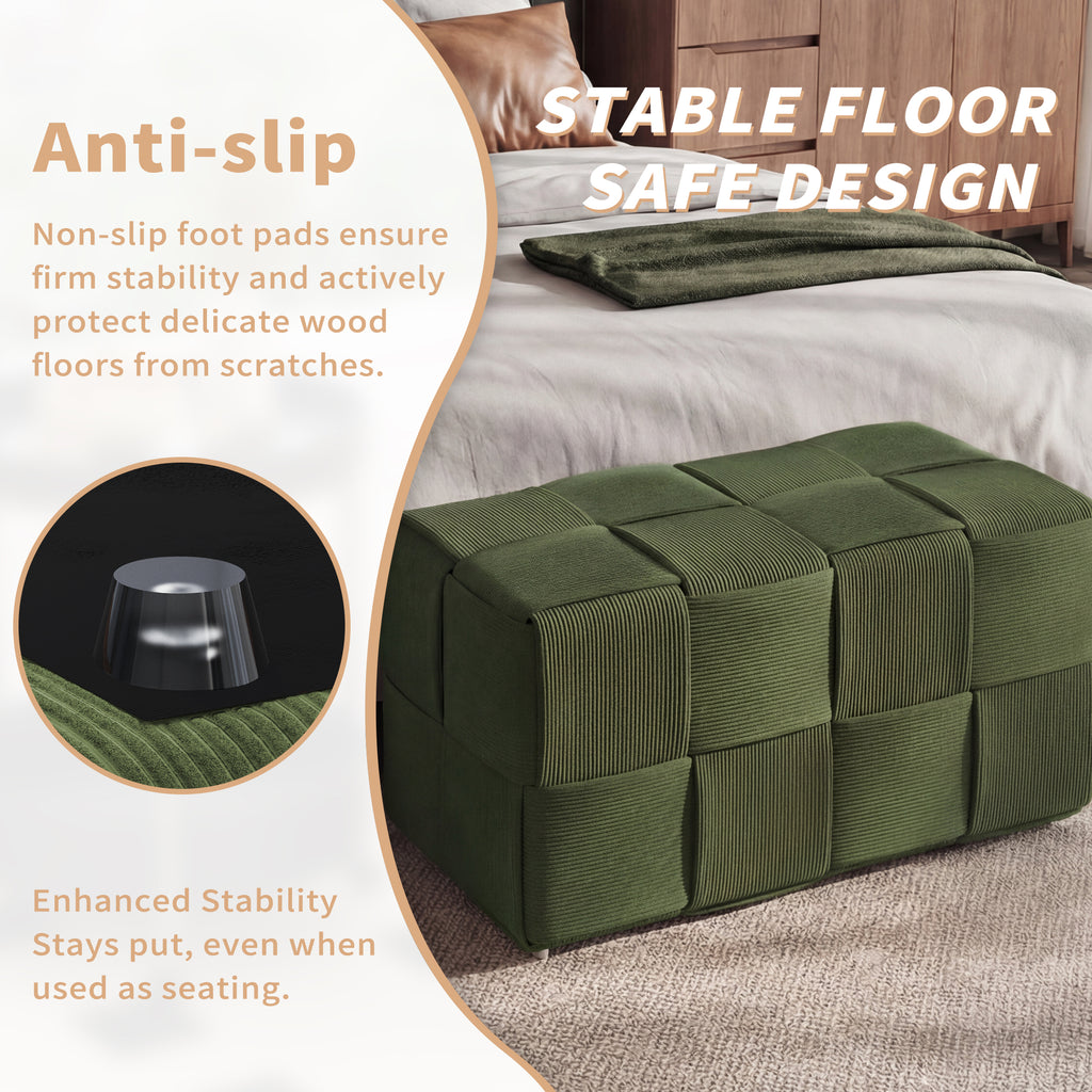 Ottoman Foot Rest in Soft Corduroy Design