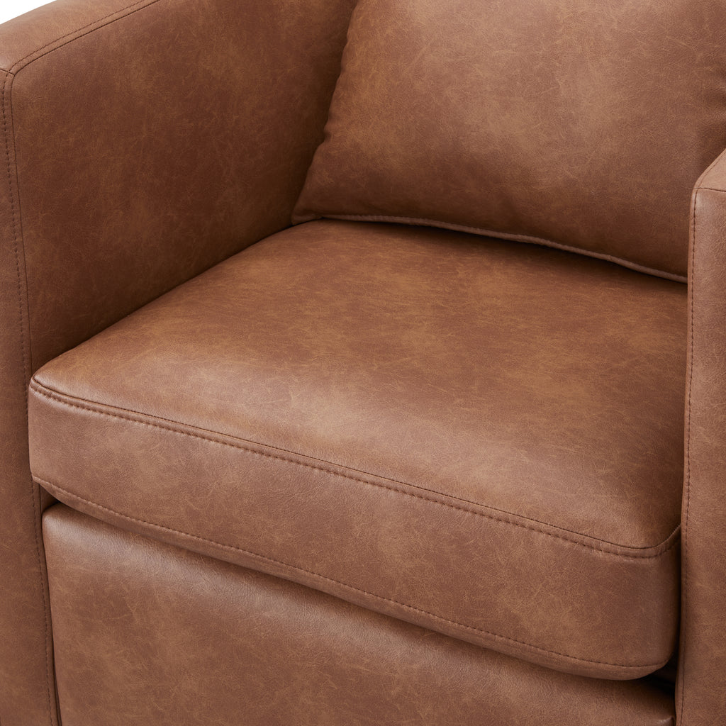 Sutton Saddle Faux Leather Swivel Barrel Chair