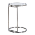 Round Zenn End Table in Stainless Steel with Clear Glass Table Top