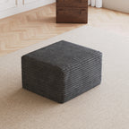 Dark Grey Plush Corduroy Sofa Ottoman