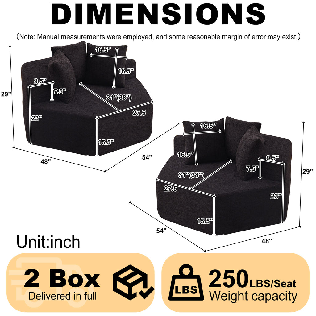 54-Inch Modern-Style Hexagonal Single Lounge Chair