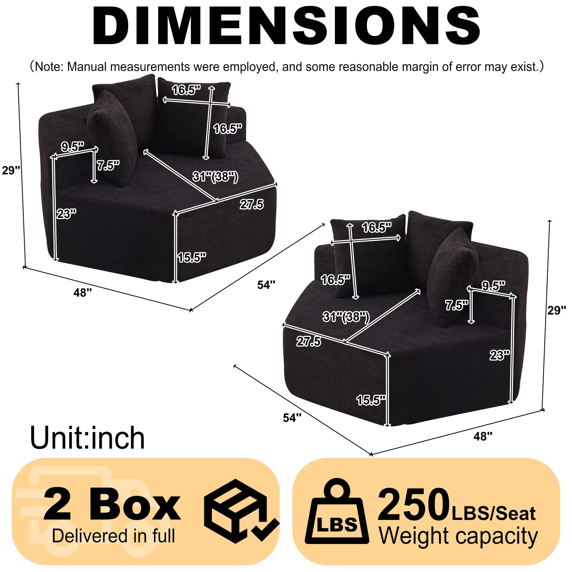54-Inch Modern-Style Hexagonal Single Lounge Chair