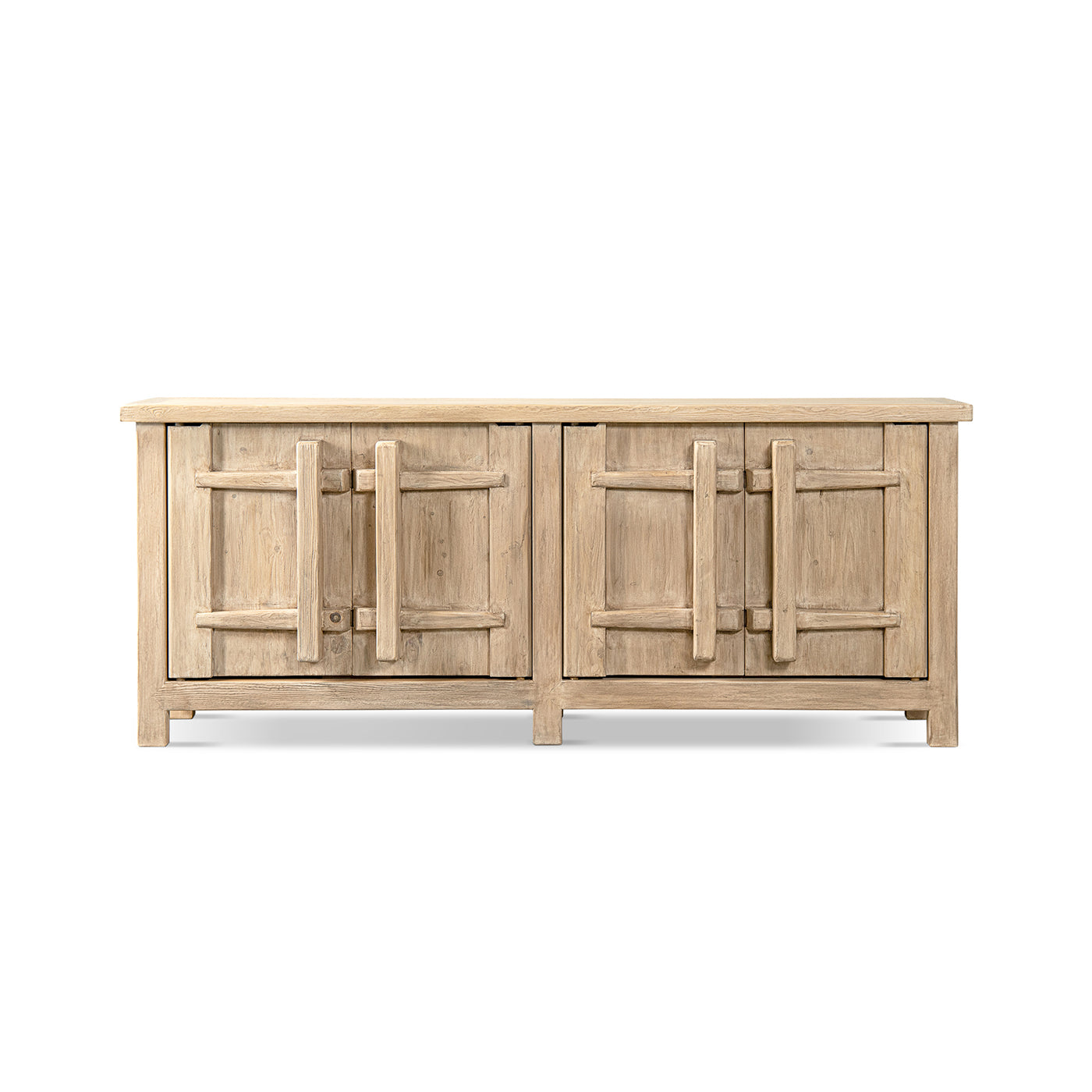 Rowan 91" Reclaimed Pine 4-Door Crossbar Sideboard Cabinet