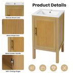 18" Bathroom Cabinet with Storage and Ceramic Sink