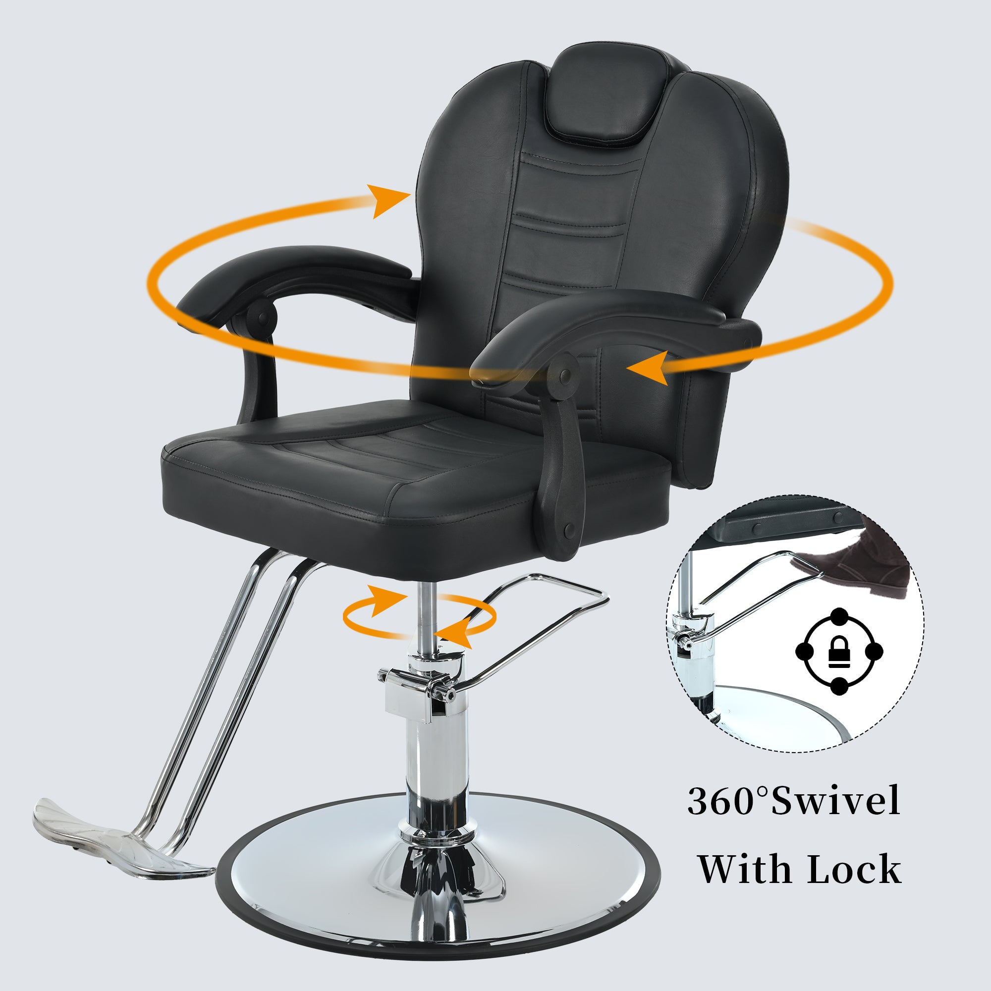 Classic Reclining Barber Chair for Hair Stylist