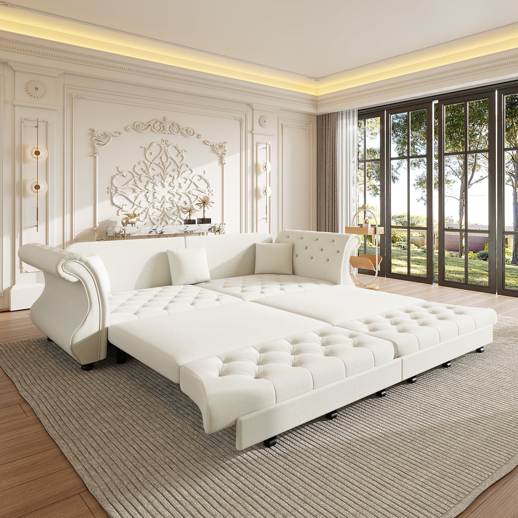 97.6" Oversized Chesterfield Pull Out Sofa Bed