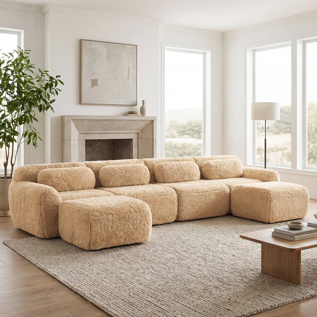 U-shaped Boneless Sofa with High Density Sponge