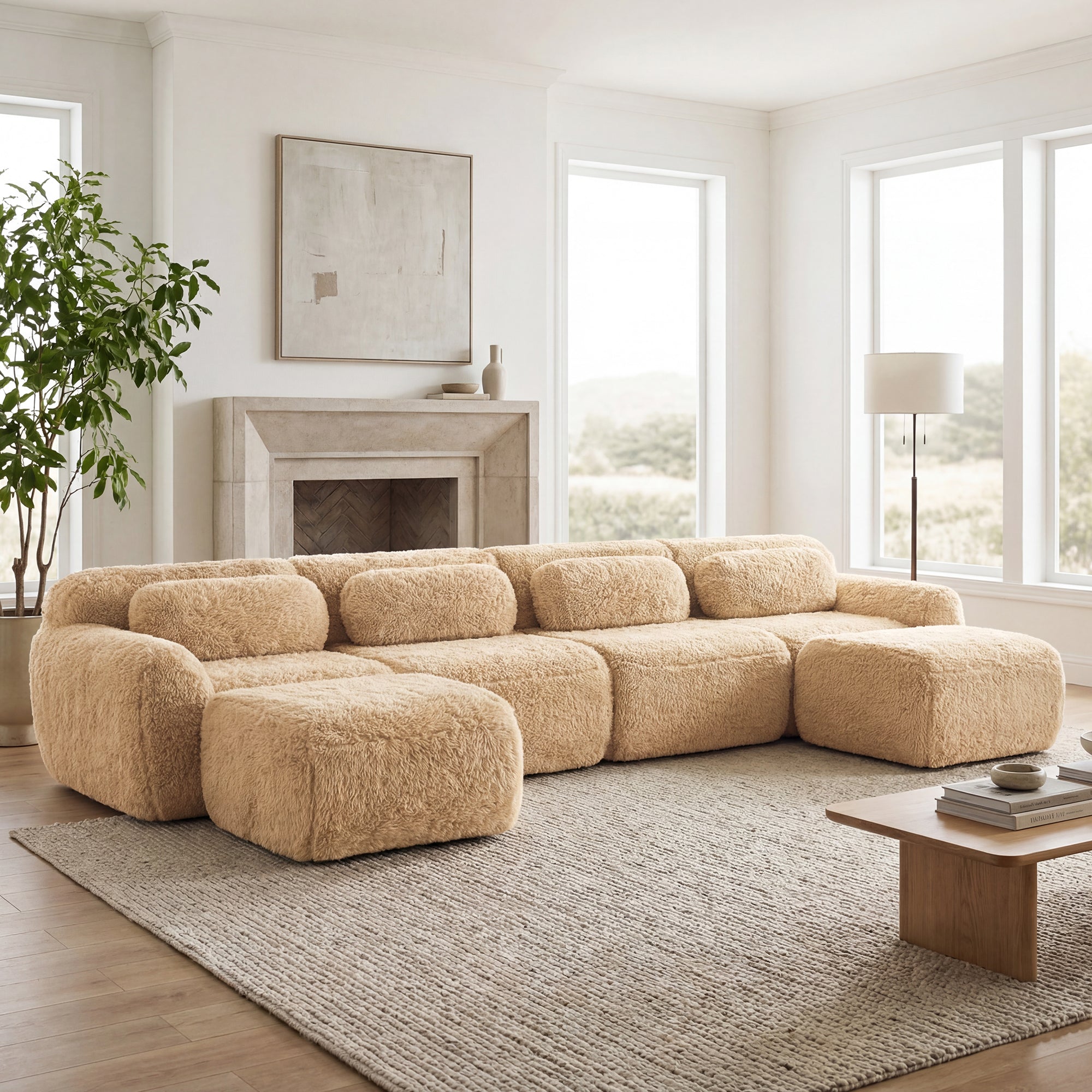 U-shaped Boneless Sofa with High Density Sponge