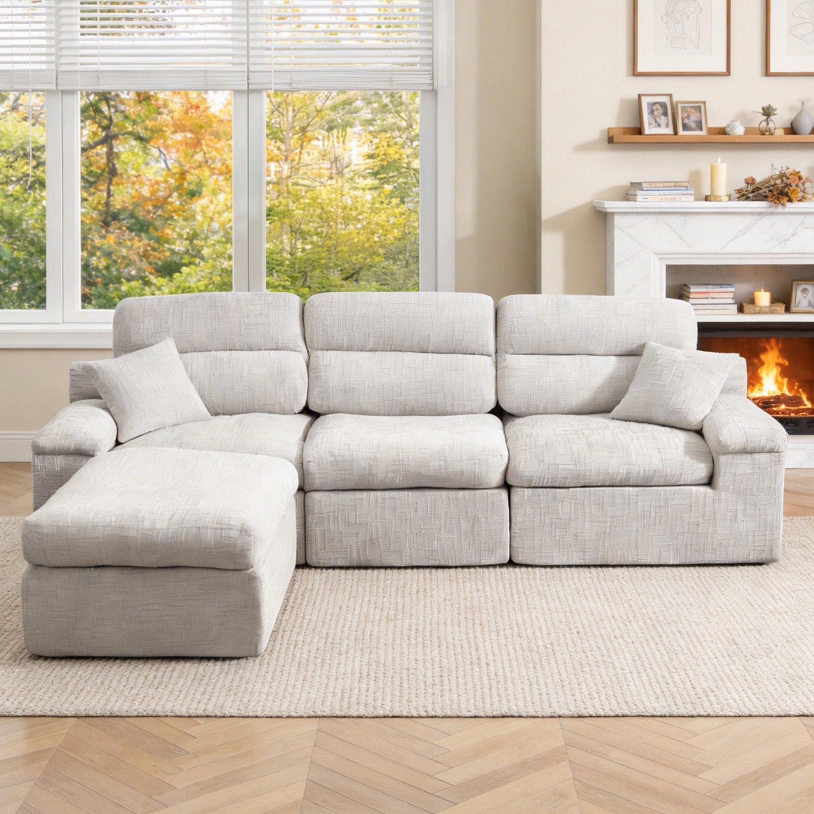 Corner Chaise Sofa with High Backrest