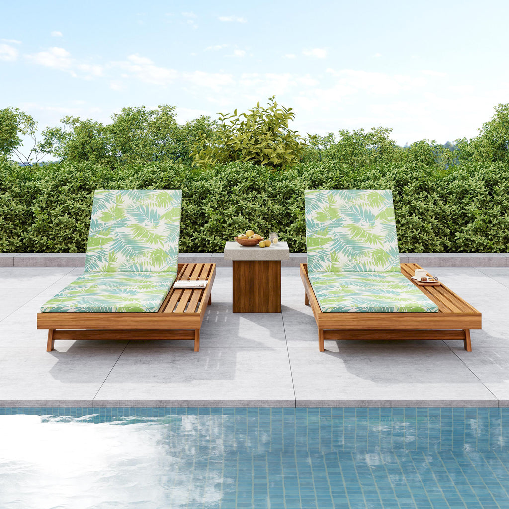 Lounge Chaise Set - Premium Acacia Wood with Cushions