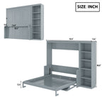 Queen Size Murphy Bed with Desk and Bookshelf