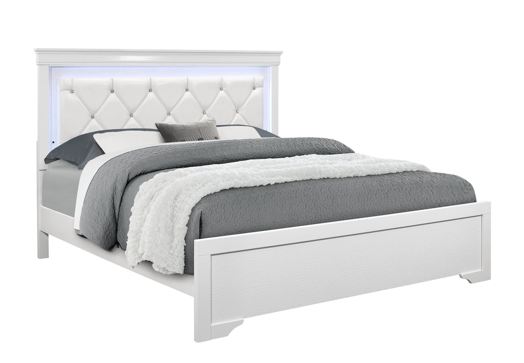 Shaker Bed with Tufted Headboard