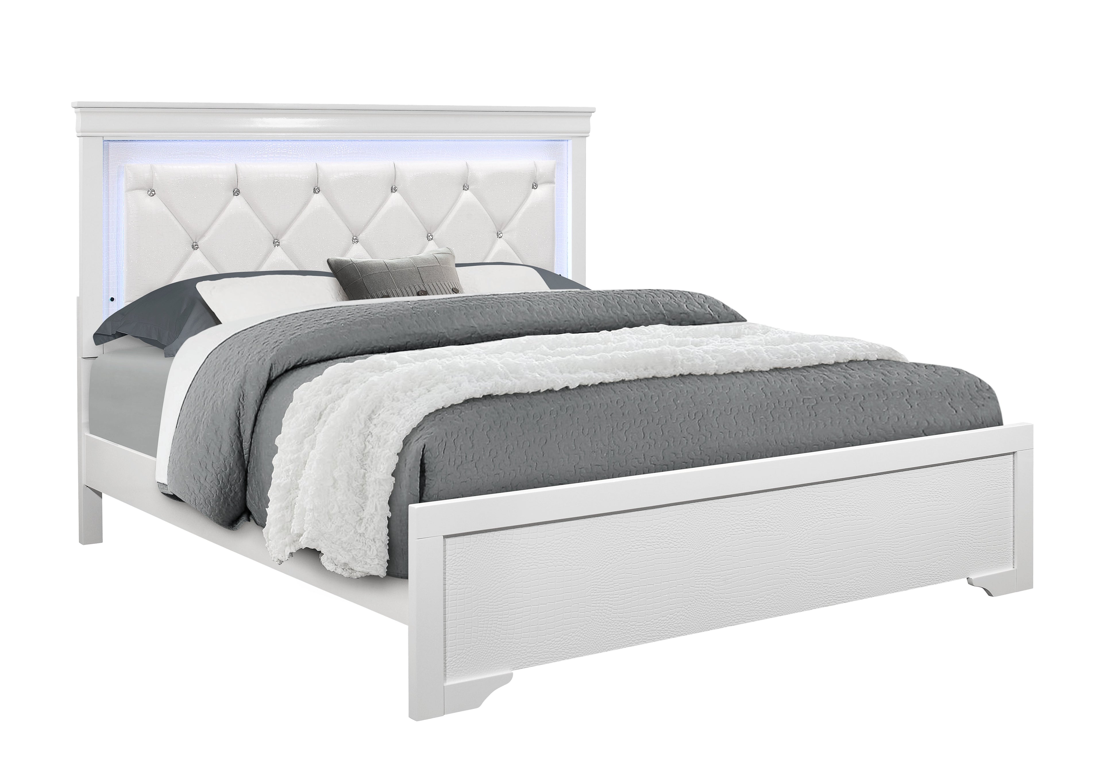 Shaker Bed with Tufted Headboard