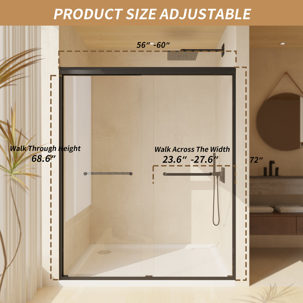 Tempered Glass Double Sliding Shower Door