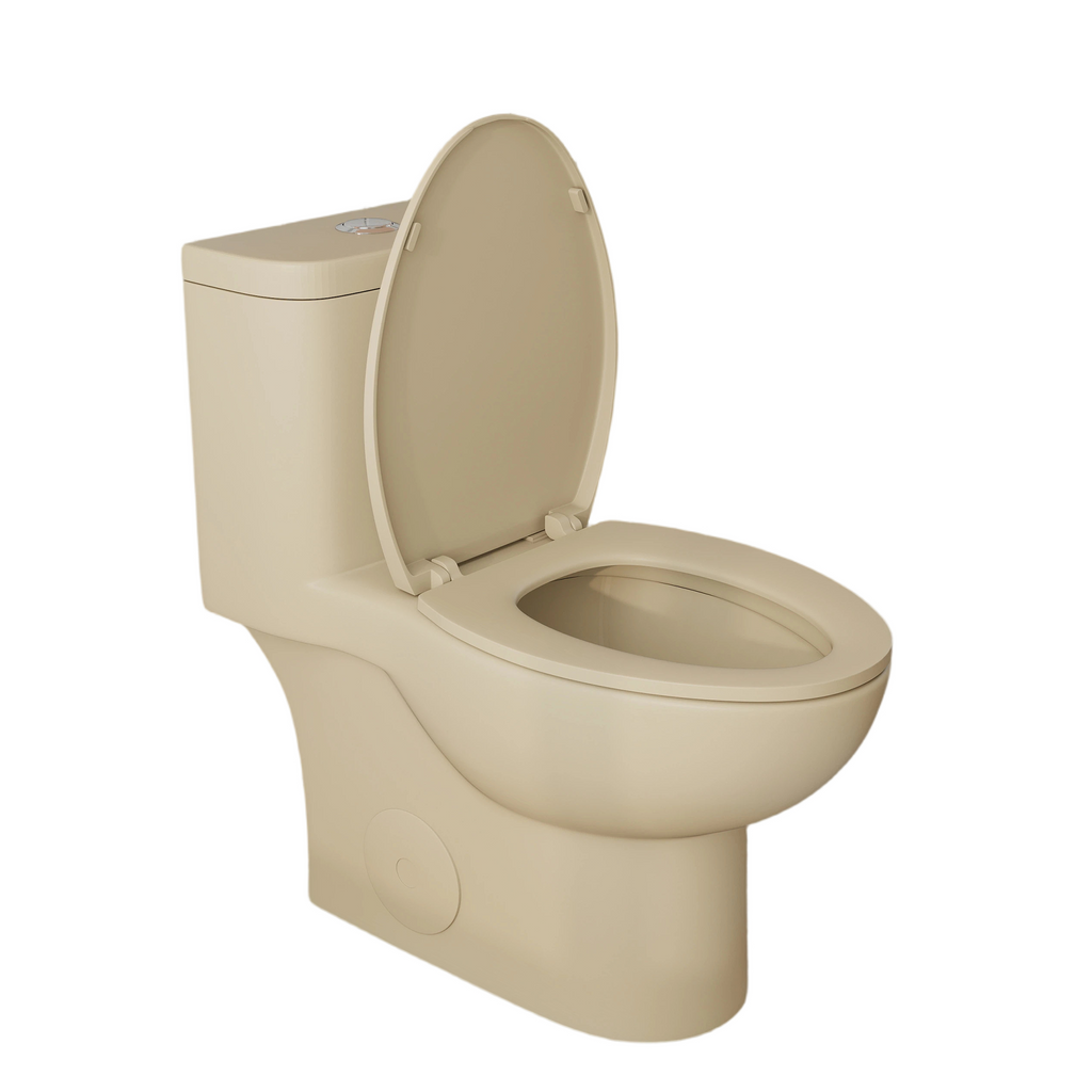 Tornado Flush One-Piece Toilet with Comfort Chair Seat - Khaki