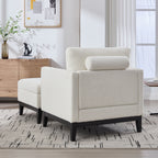 35.4" Wide Farmhouse Performance Upholstered Arm Chair with Ottoman