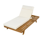 Lounge Chaise Set With Headrest - Acacia Wood & Water-Resistant Cushions