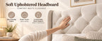 King Size Upholstered Platform Bed Frame with Velvet Tufted Headboard