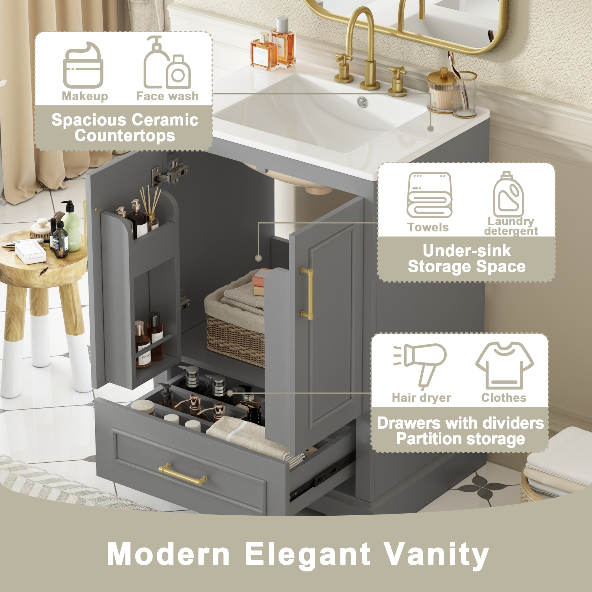 24" Bathroom Vanity with Sink