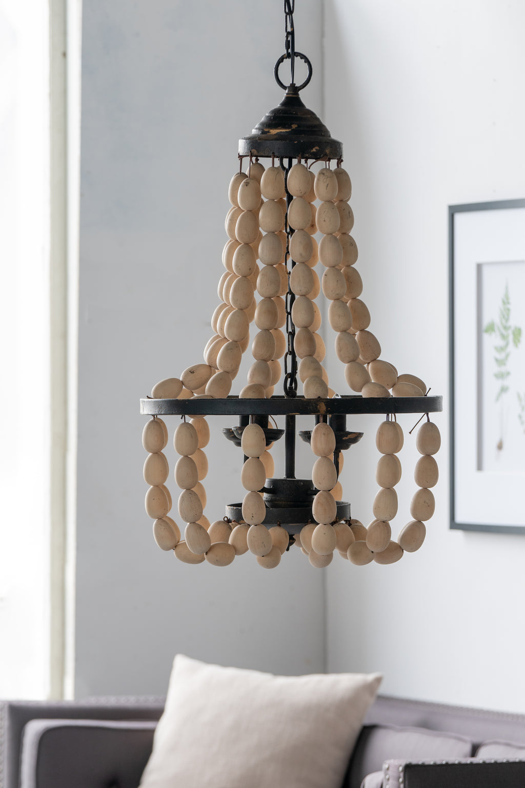 Large Beaded 4-Light Chandelier