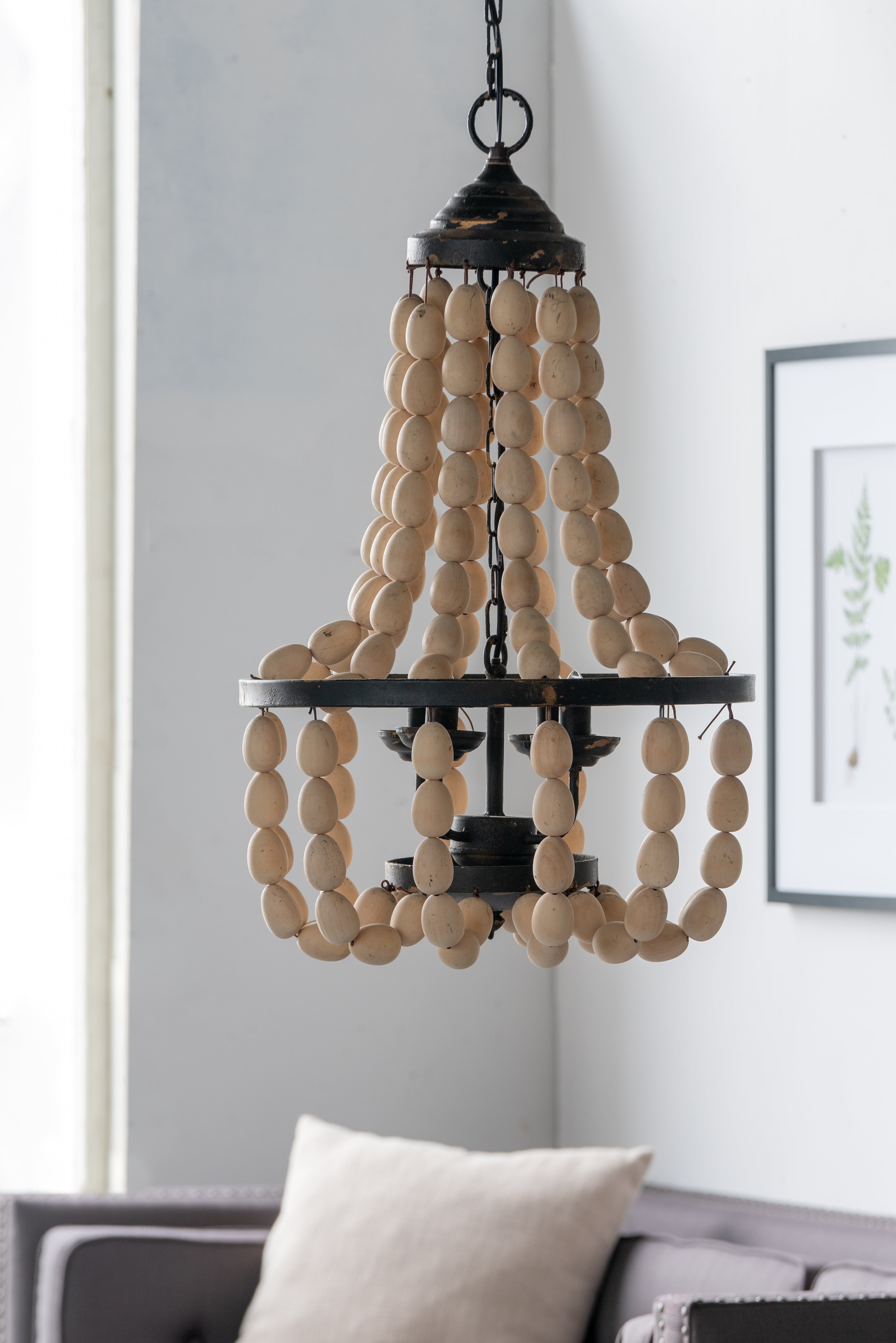 Large Beaded 4-Light Chandelier