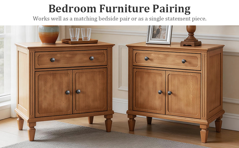 Farmhouse Nightstand with Charging Station