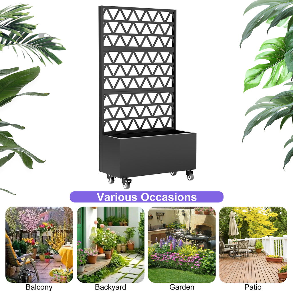 Metal Planter Box with Trellis Raised Garden Bed