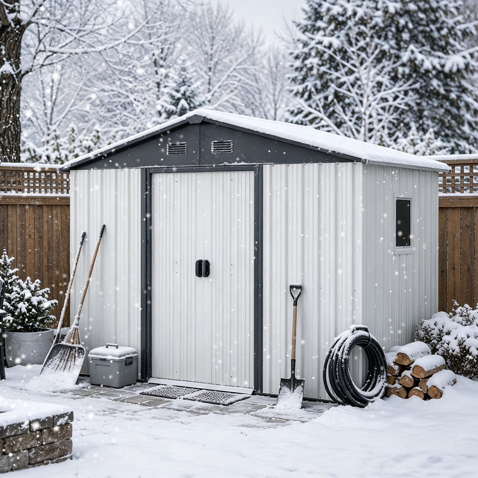 8ft x 4ft Outdoor Metal Storage Shed with Window