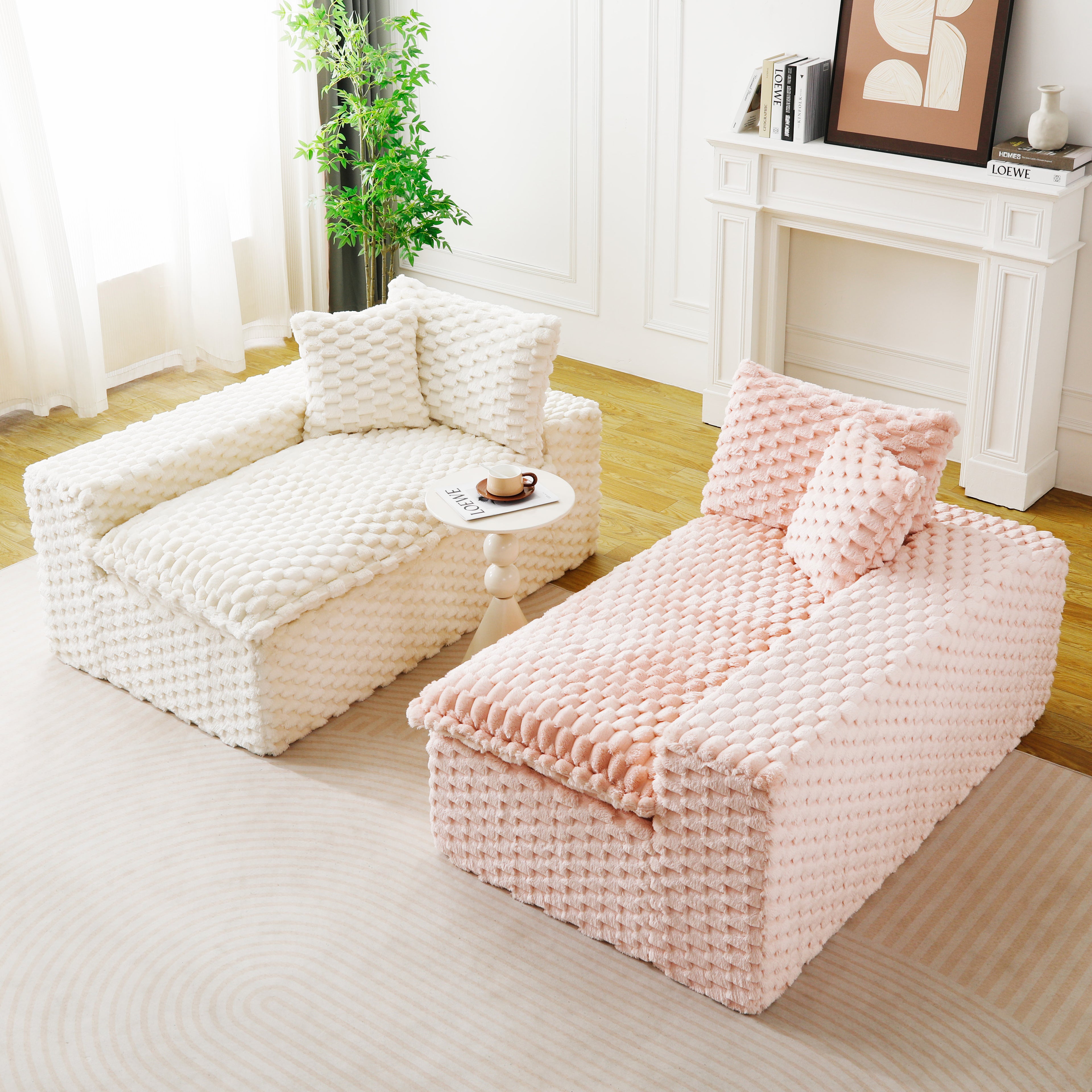 Luxury Color-Block Turtle Velvet Multifunctional Sofa